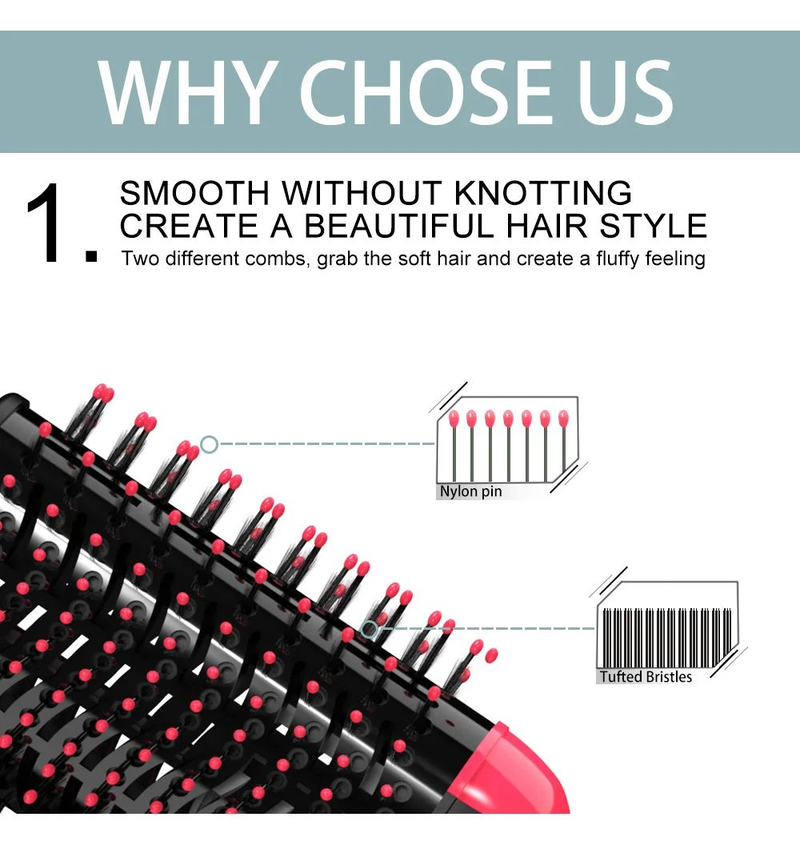 Haartrocknerbürste für Damen, Haartrockner, Glätteisen, Lockenwickler, Massagegerät, 4-in-1, schnelle Erwärmung, One-Step-Volumizer, Heißluft-Haarbürsten_voghion.com