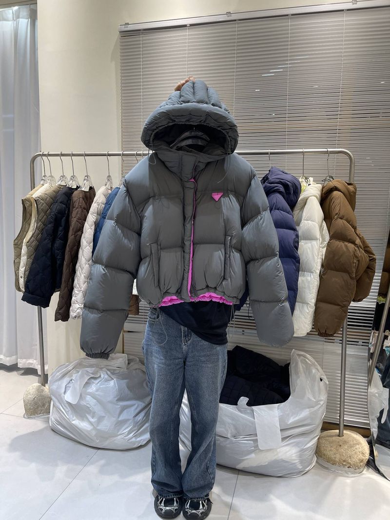 "Korean Style Short Puffer Jacket For Women - Hooded Winter Coat With Duck Down Filling, Candy Colors & Thickened Insulation_voghion.com