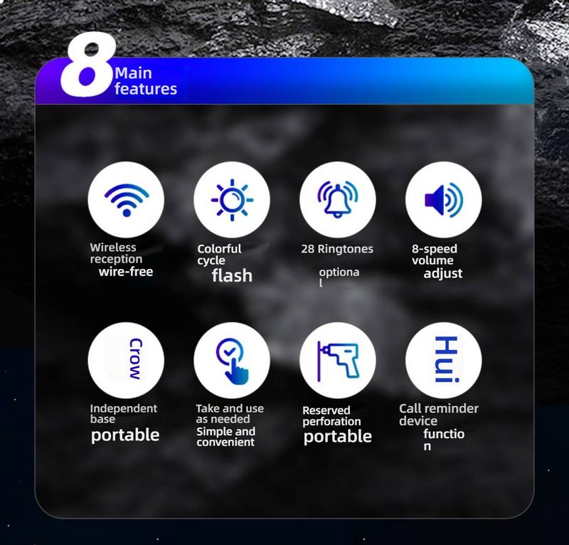 Timbre inalámbrico con control remoto: 28 melodías, alcance de 50 m, LED intermitente para personas con discapacidad auditiva (pilas, blanco, 1 botón + 1 receptor)_voghion.com