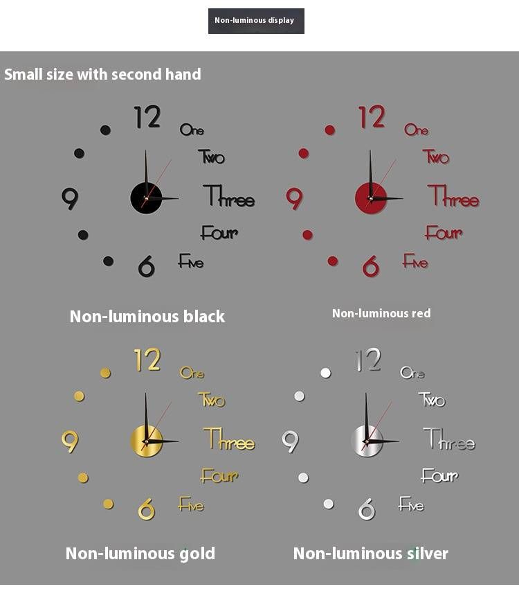 Silent Sweep Wall Clock – Peel & Stick Noiseless DIY Clock For Living Room, Bedroom & Office (Modern Acrylic Design, Glow-in-Dark Numbers, 4 Sizes)_voghion.com