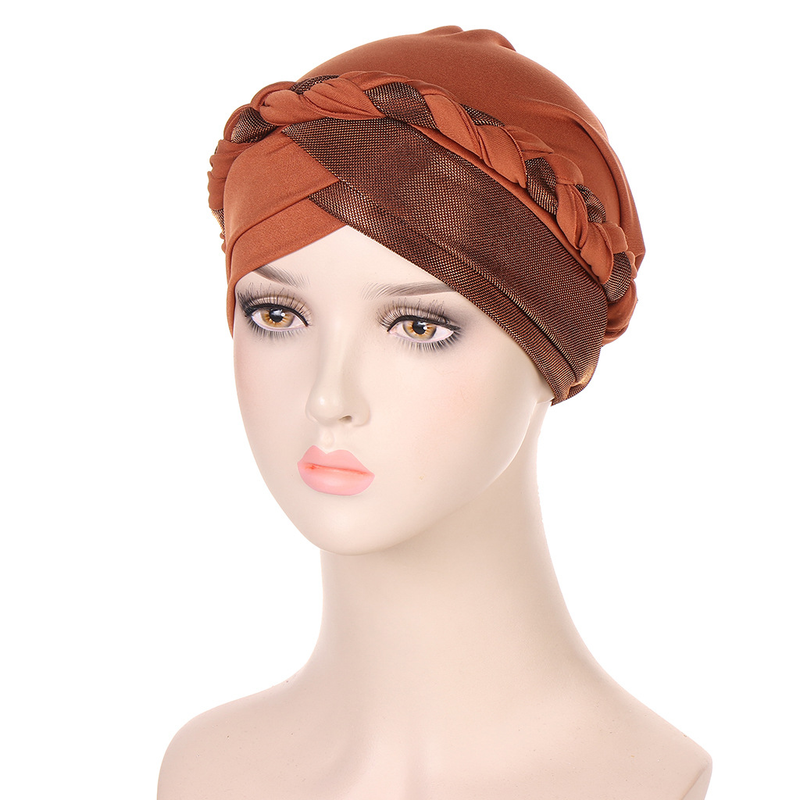 new multi color bright silk and milk silk braid hat fashionable casual headscarf hat in stock_voghion.com