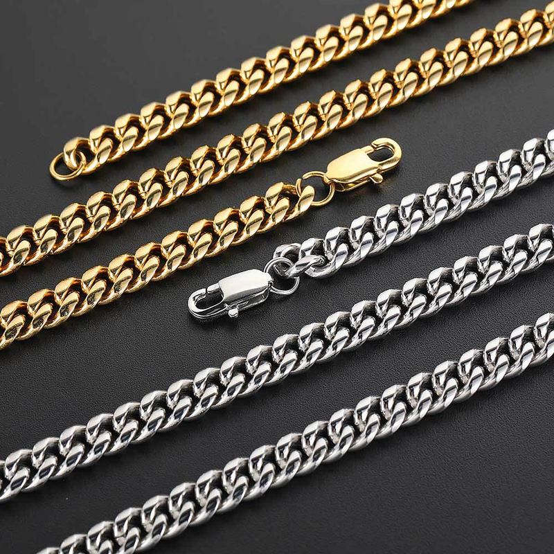 Collana da uomo in oro con catena cubana con fibbia a forma di D in acciaio inossidabile e titanio Hip Hop_voghion.com