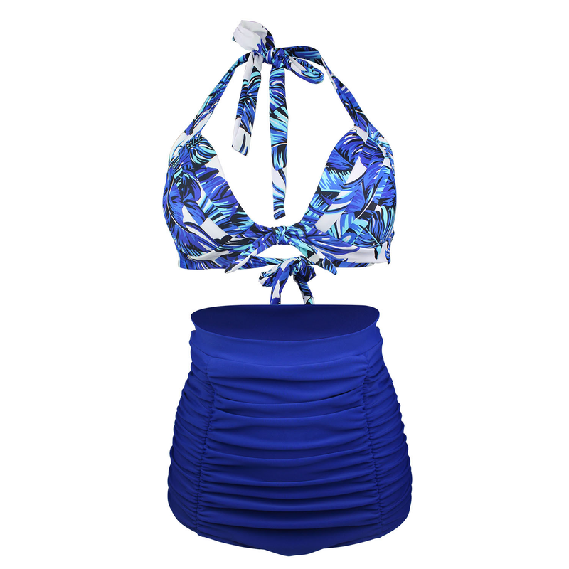 doodshoofdbadpak hoge taille grote maat riem split tweedelig badpak geen stalen ring_voghion.com
