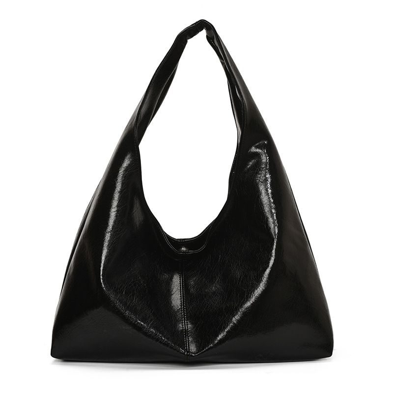 Borsa a tracolla da donna in PU tinta unita, stile semplice coreano, casual, stile pigro, di grande capacità, da portare sottobraccio_voghion.com