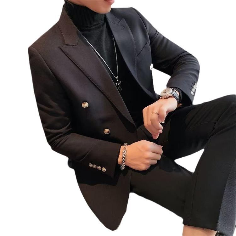 CT Double-Breasted Casual Blazer For Men, Spring And Autumn, High-End British Business Single Suit, Trendy Slim Fit Men's_voghion.com