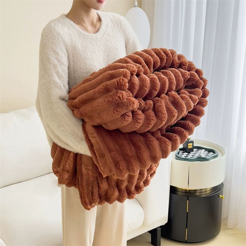 Rabbit Fur Multi-Functional Nap Fleece Summer Air Conditioning Small Sofa Throw Car Blanket_voghion.com