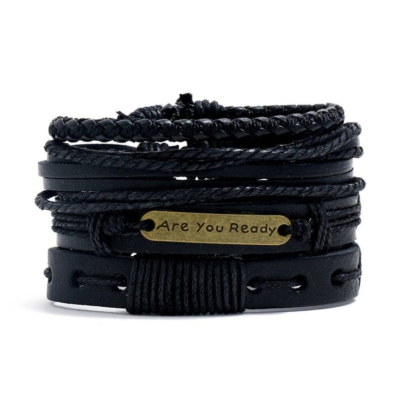 Enkel kostym DIY vävd kohud läder herr- och damarmband med flera lager tillbehör_voghion.com
