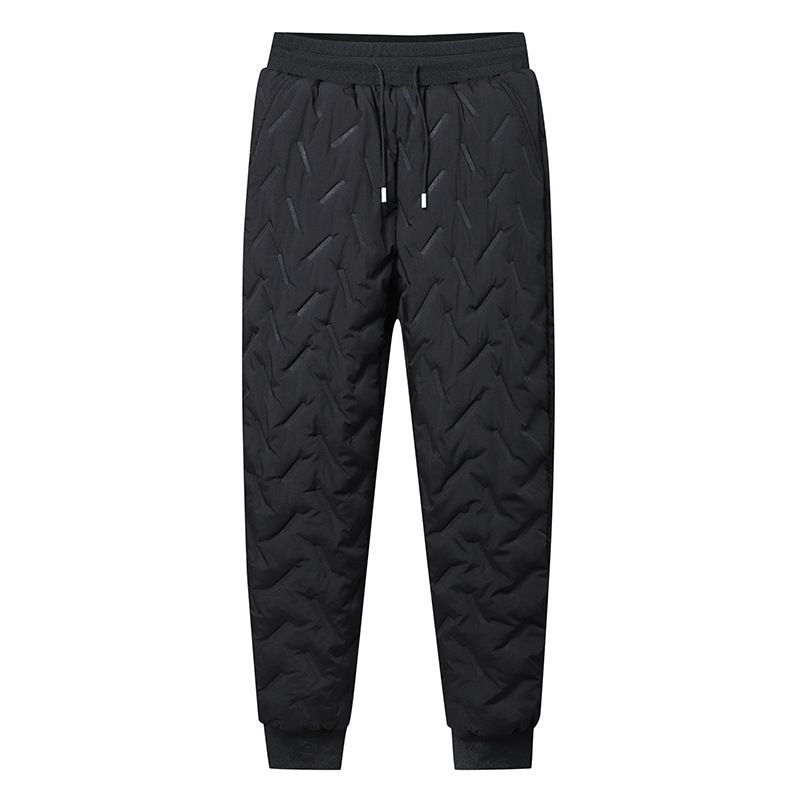 "Men's Fleece-Lined Winter Pants – Thickened Polyester Thermal Joggers With Elastic Waist (Black, M-5XL)"_voghion.com