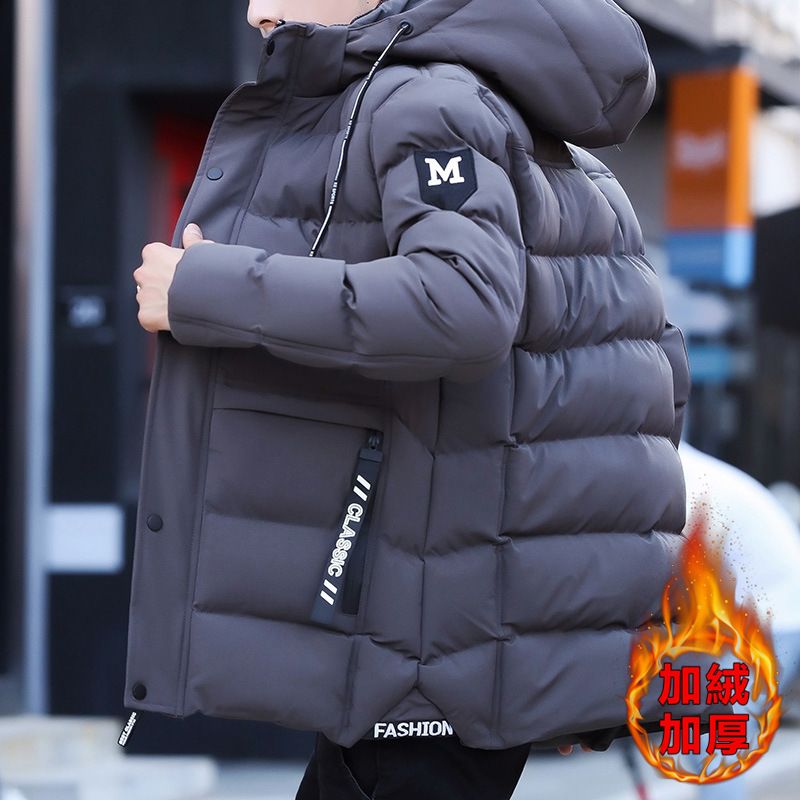 Giacca invernale da uomo, foderata in pile, spessa, con cappuccio staccabile, caldo abbigliamento in cotone di media lunghezza per uomo_voghion.com