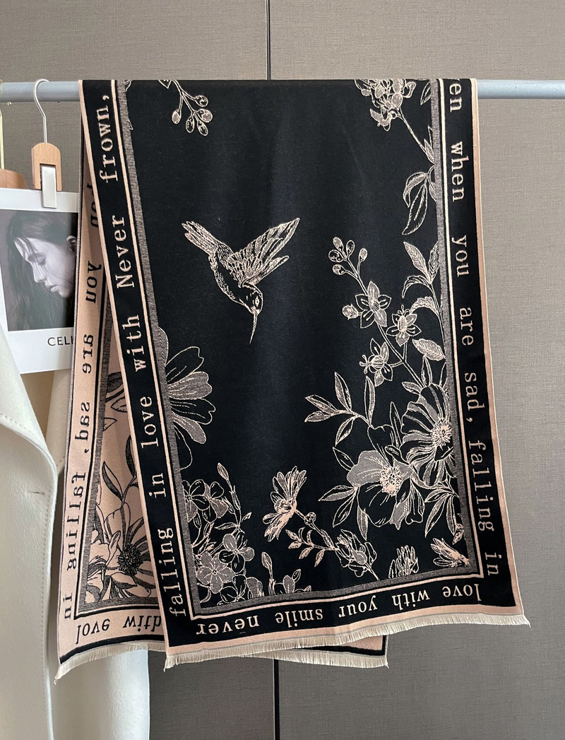 Women Scarf Women's Winter Print Versatile Fashion Student Scarf Thickened Double-sided Warm Large Shawl New Style_voghion.com