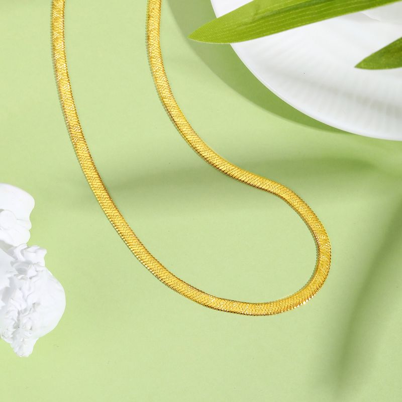 Collana con catena a serpente in acciaio inossidabile da donna, larghezza 4 mm, catena estiva minimalista con design geometrico elegante, lunghezza regolabile 21-50 cm._voghion.com