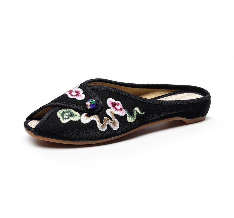 Pantofi din pânză brodați, papuci de vară din material textil exterior, nori de bun augur în stil chinezesc, pantofi pentru femei cu gură de pește_voghion.com