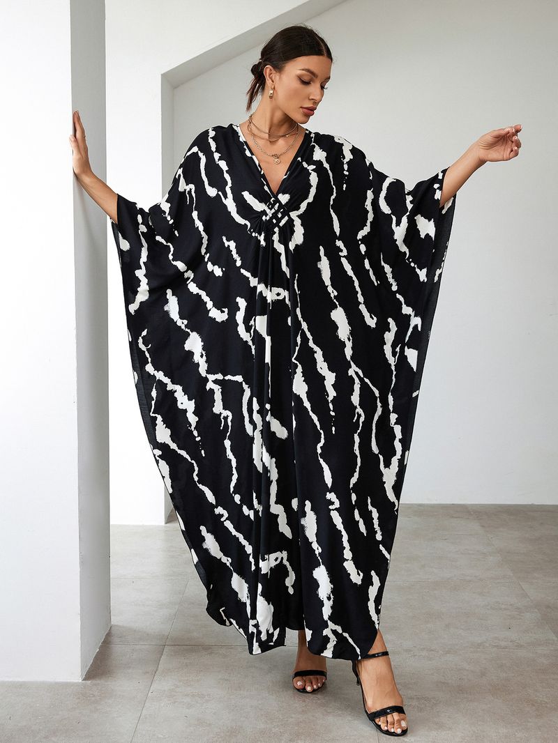 Bohemian katoenen maxi-jurk – oversized strandjurk, zwierige tuniek voor dames, plus-size zwembroek met levendige prints_voghion.com