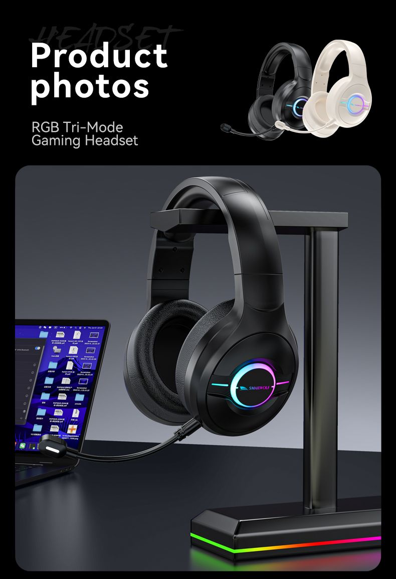 Smailwolf L50 Bluetooth Wireless Headphones Head-mounted E-sports Gaming Computer/mobile/ipad With Microphone_voghion.com