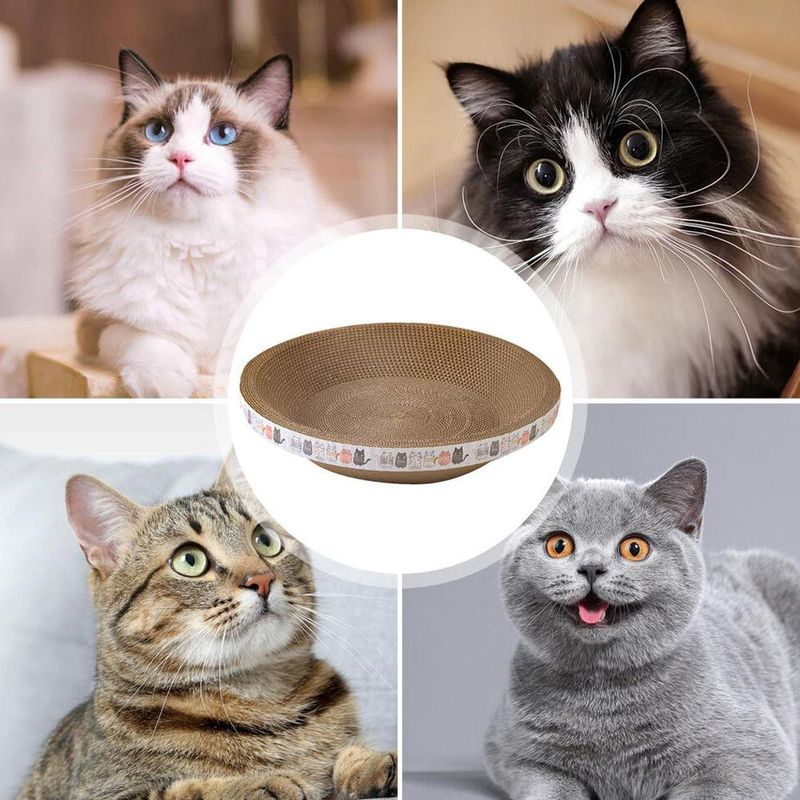 Cat Scratcher Cardboard Oval Cat Scratch Pad Bowl Nest For Indoor Cats Grinding Claw Round Cat Scratching Board_voghion.com