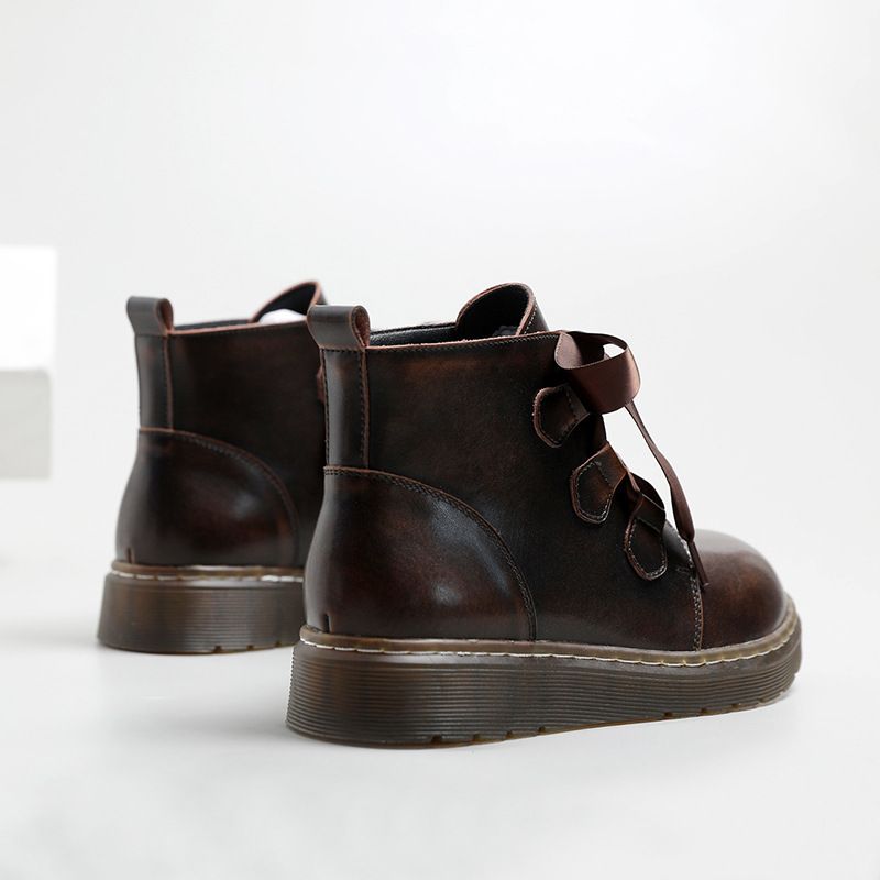 Neue Damen-Martin-Short-Stiefel aus echtem Leder für Winter 2021, 6-Loch-Design, britischer Stil, für Frühling und Herbst_voghion.com