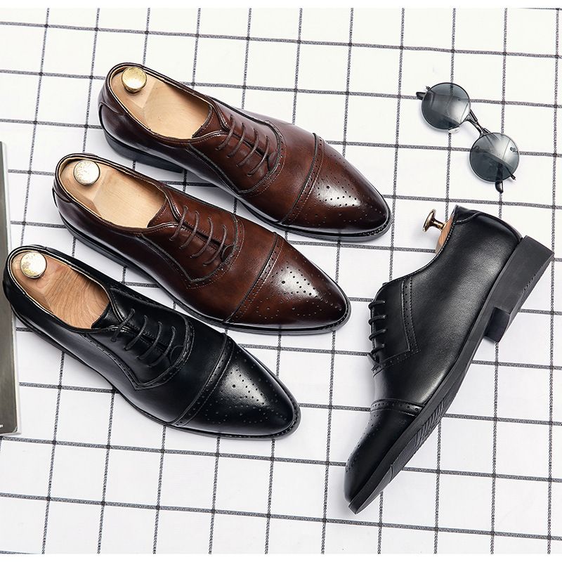 Euro Step Herrenschuhe im britischen Stil, trendig, Brogue, Blumenmuster, Business, Casual, Friseur, dicke Sohle, Jugend, kleine Lederschuhe für Herren_voghion.com