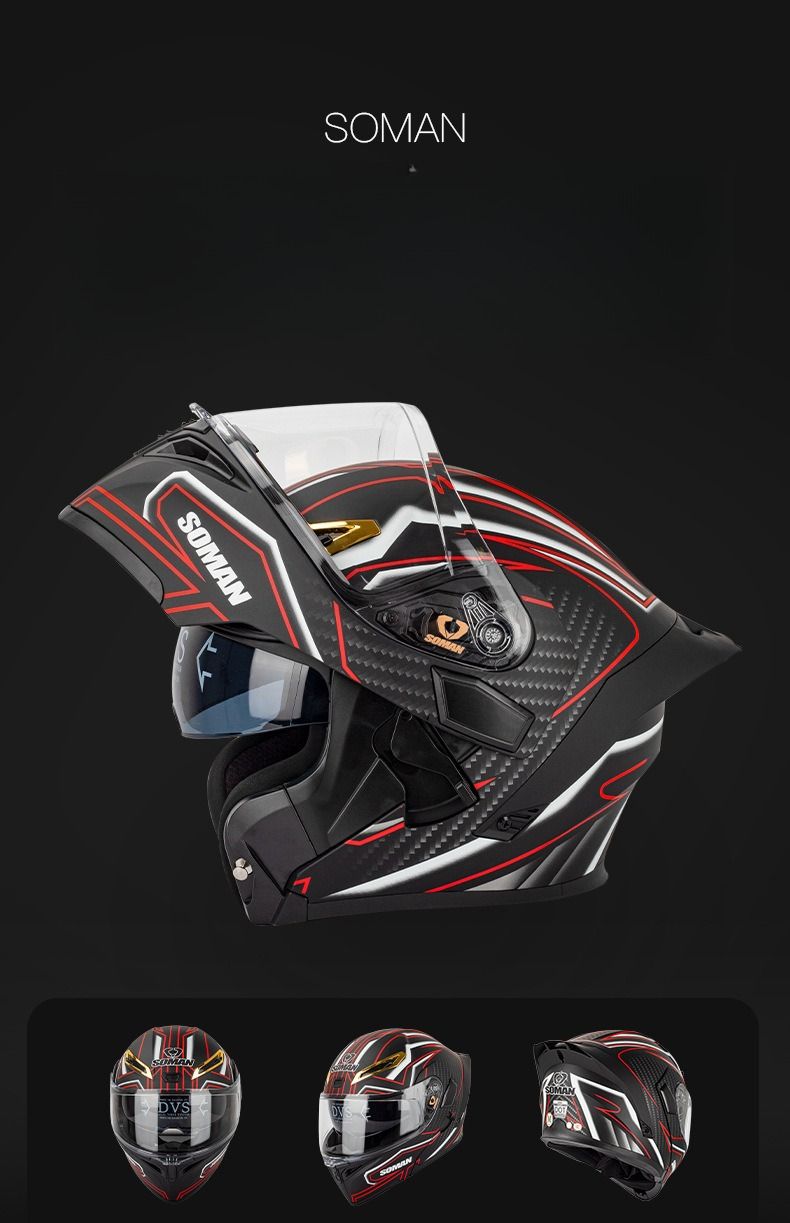 Nuovo casco da motociclista SOMAN, casco integrale da ciclista, casco con doppia lente, casco peeling SM955S aggiornato con pellicola a colori_voghion.com