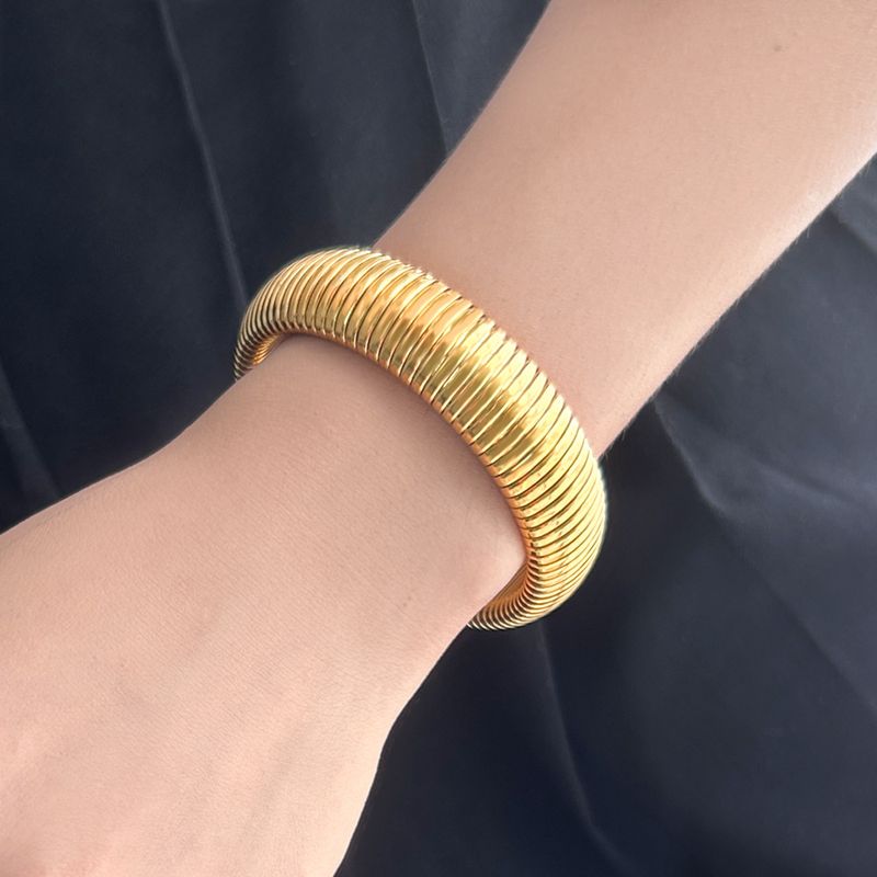 Women's Jewelry Elastic Bracelet Stainless Steel K Gold Plated Bracelet Men And Women Street Element Jewelry 10 12 16 20MM_voghion.com