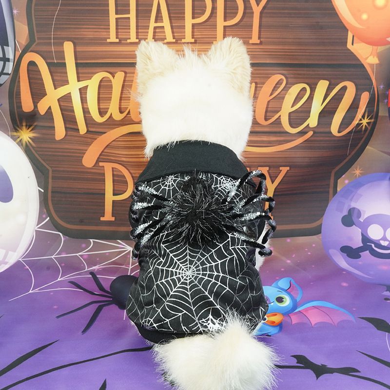 Costume da trasformazione per cani e gatti di Halloween, stile felpa nera a due zampe, ragnatela_voghion.com