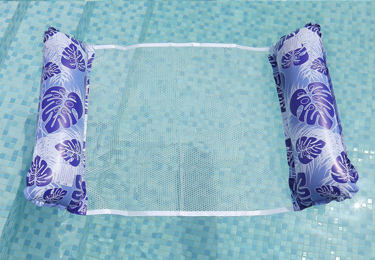 Premium Inflatable Hammock - Dual-Tube Anti-Burst Design With Leaf Pattern & Breathable Mesh (Heavy-Duty PVC Adult-Size For Pool/Lake)_voghion.com