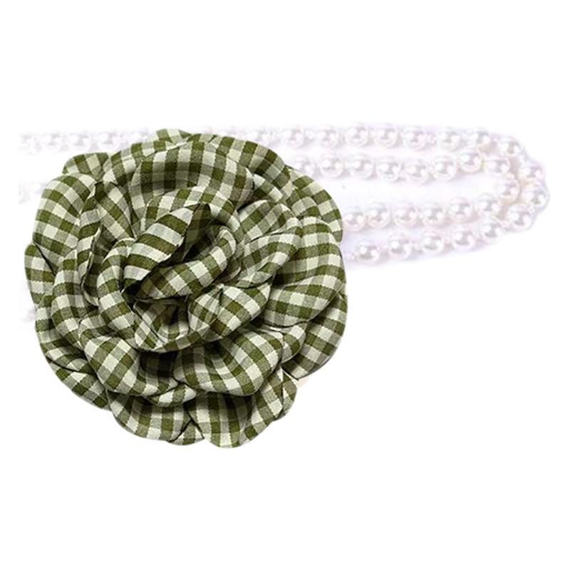 Cintura sottile Pearl con una catena, versatile, regolabile, multiuso, alla moda, con motivo scozzese staccabile e fiore_voghion.com