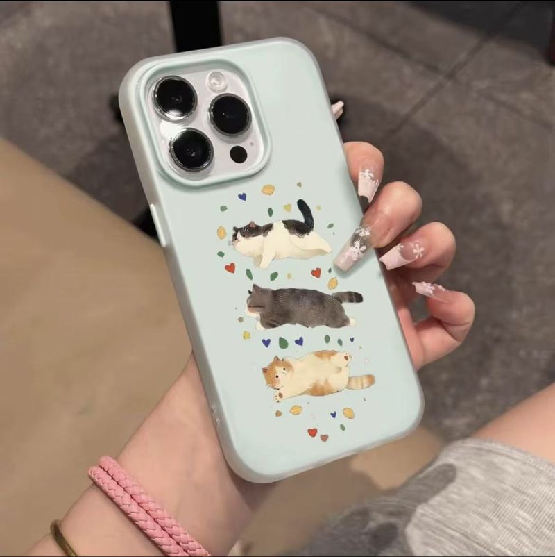 Cute Three Fat Cats Jelly 2-in-1 Compatible With 16/15 Pro Max Phone Case 14/13 For Women_voghion.com
