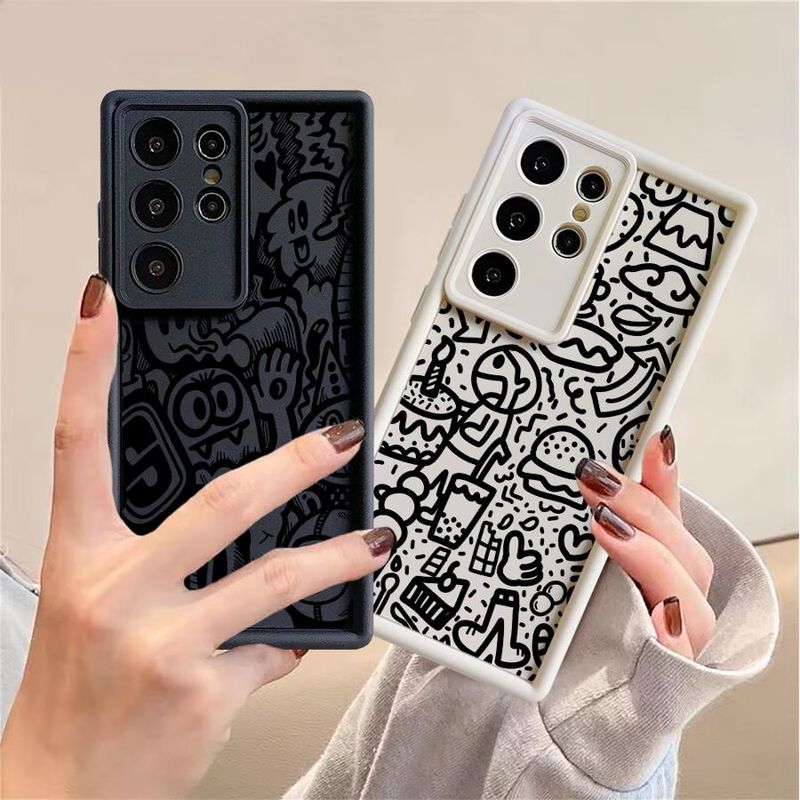 Handyhülle für Samsung Galaxy S25 Ultra S24 S22 Plus S23Ultra S20 FE S21 Stoßfeste Hülle Funda Graffiti Schwarz_voghion.com