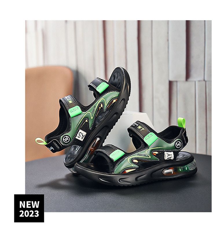 Jungen Sandalen 2024 Neue Sommer Student Mittlere und Große Kinder Weiche Sohle Luftkissen Strandschuhe Wasserdicht_voghion.com