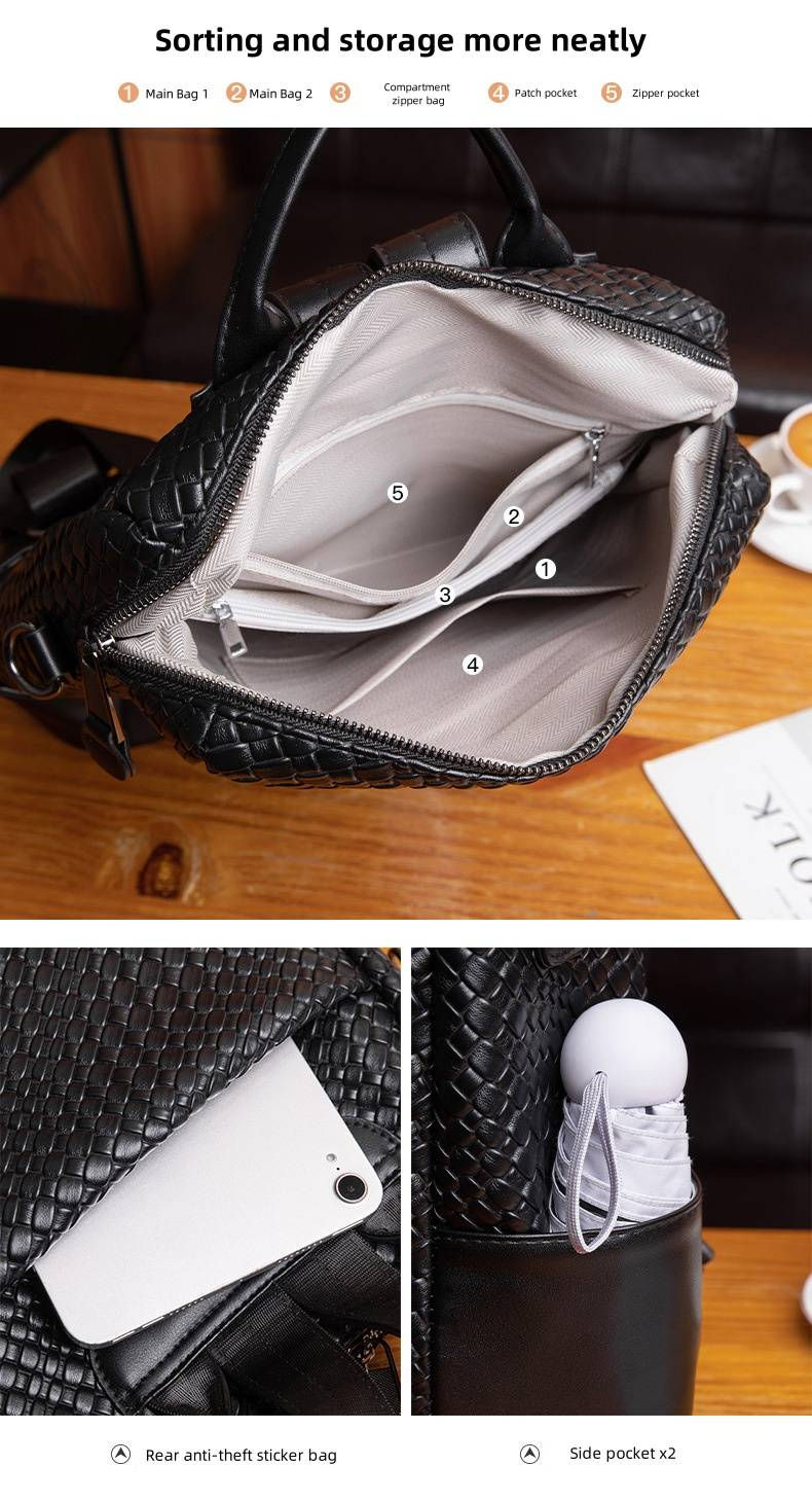 Fashion Soft Leather Backpack Women's Large Capacity Travel Backpack High Set Light Luxury_voghion.com