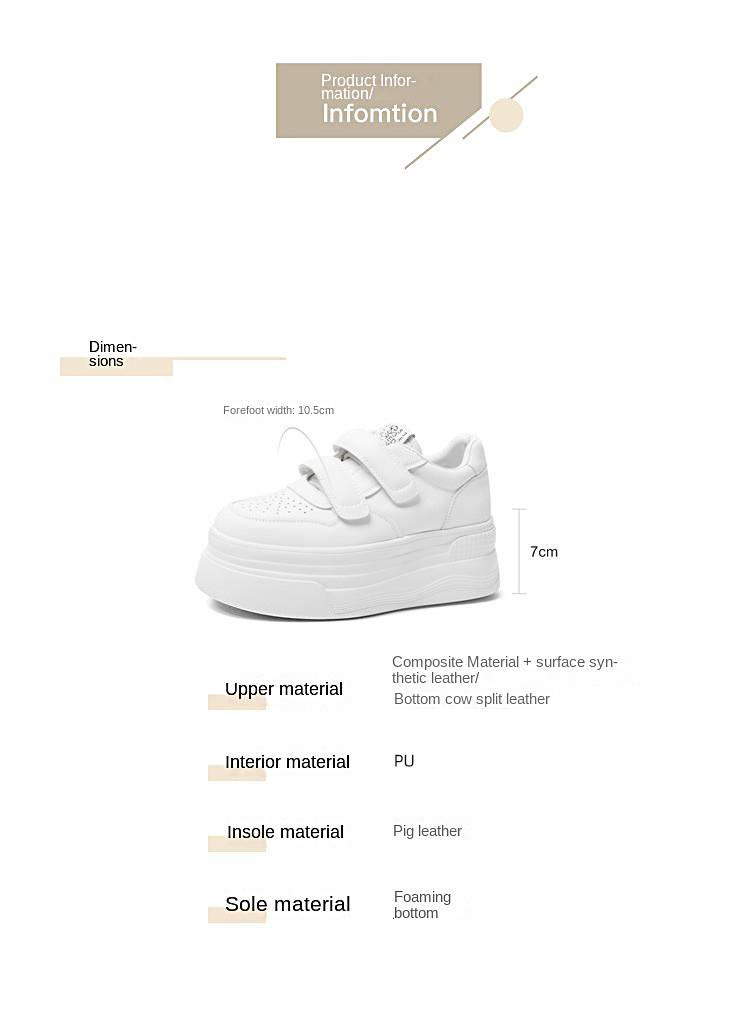 Pantofi de damă cameido, ușori și cu talpă groasă, în 2024. Pantofi albi cu platformă și velcro și talpă groasă_voghion.com