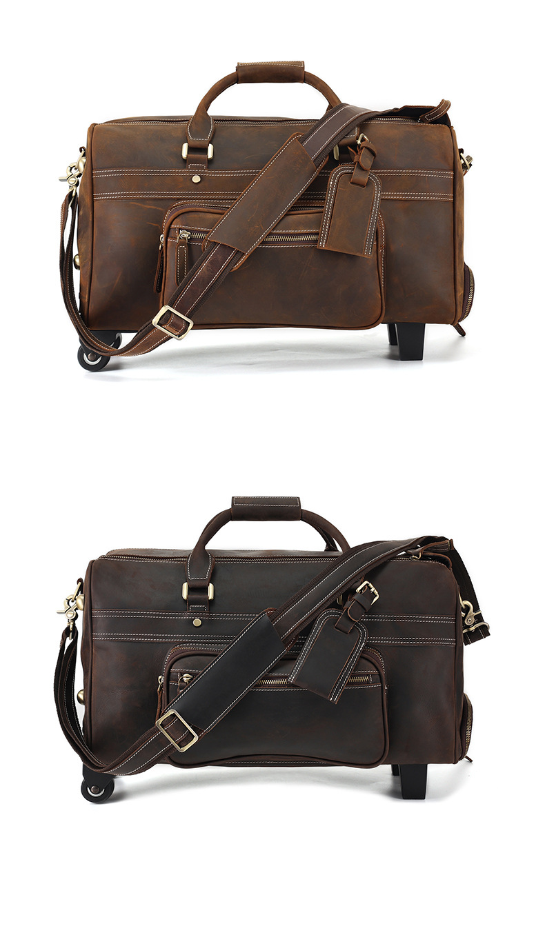 Top Layer Cowhide Large Capacity Duffel With Wheels For Business Trips Pull Rod Bag Leather Vintage Carry-on Bag For Men_voghion.com