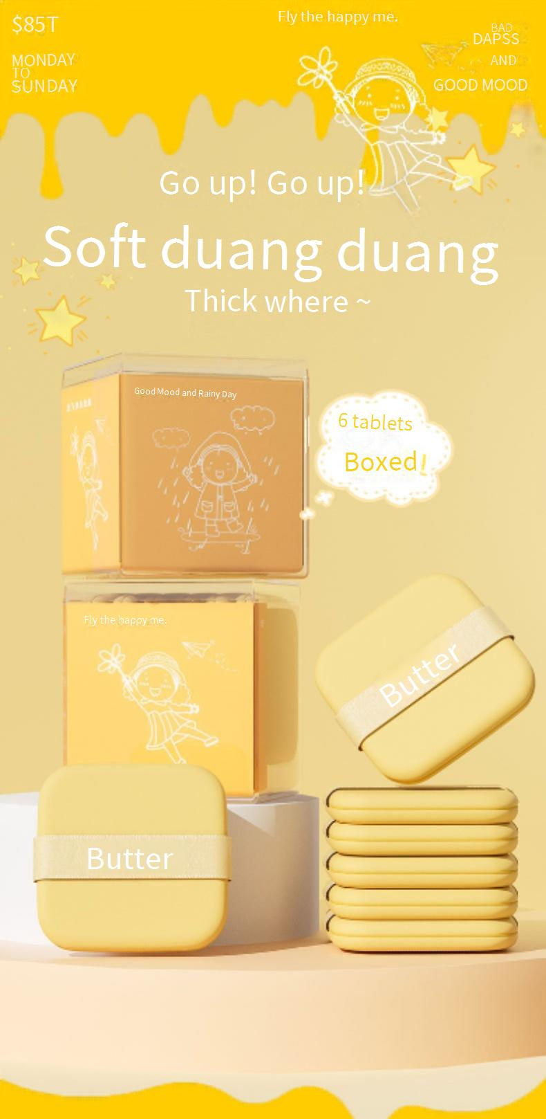 Make-up-Werkzeuge Zubehör Quadratischer Butterkuchen-Luftkissen-Puderquaste Trockener und nasser Doppelzweck-Schönheitsei Doppelseitig Nicht leicht zu essendes Pulver_voghion.com