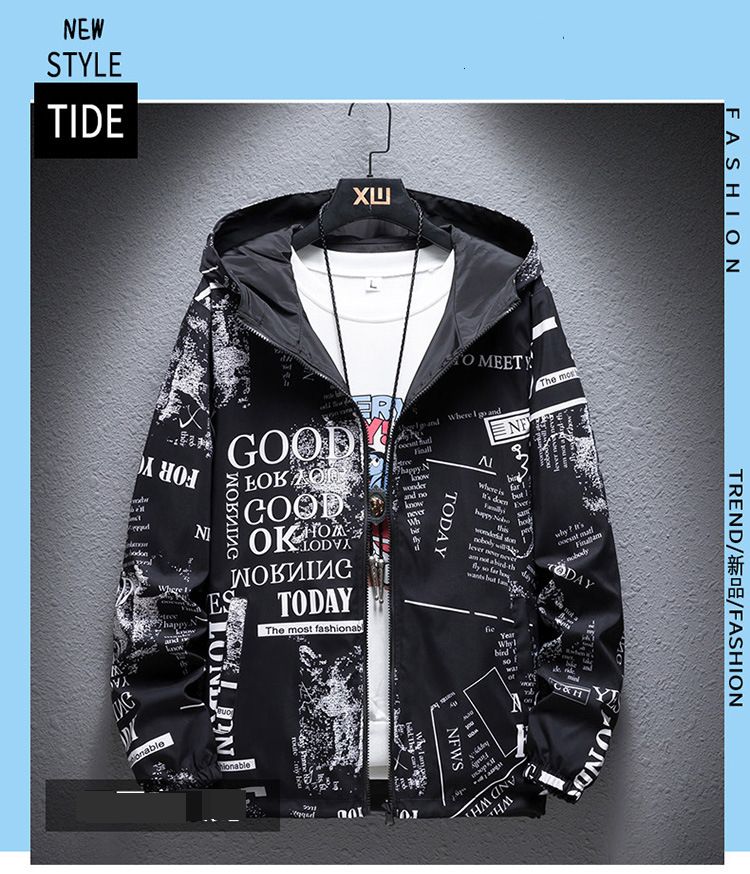 Herretøj Plus Size Stor Størrelse Jakke Tynd Camouflage Dobbeltsidet Vindjakke Printjakke_voghion.com