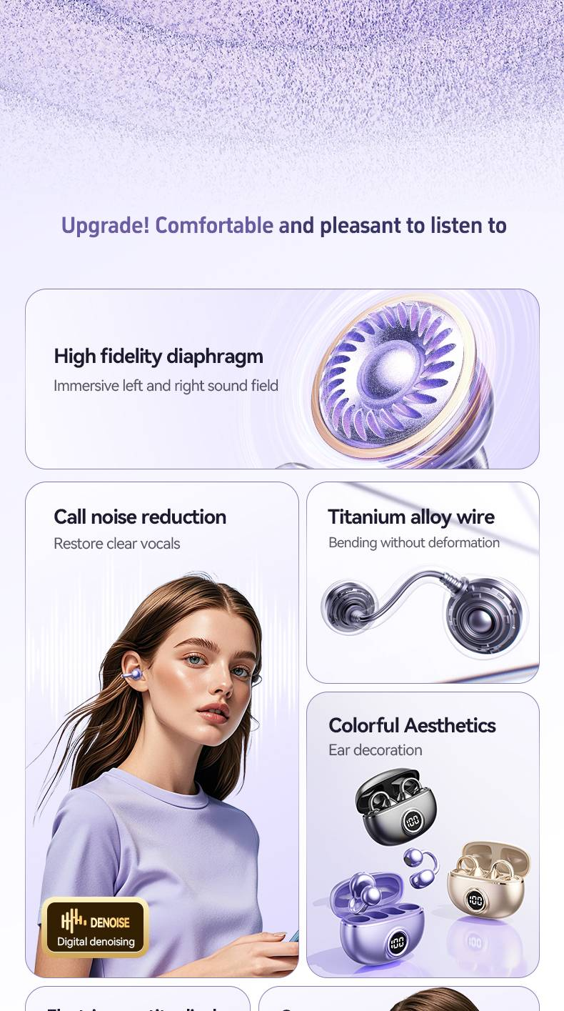 Auricolari wireless TWS a conduzione gas M97 con effetti sonori Dolby - Audio spaziale, riduzione del rumore in chiamata, batteria a lunga durata in standby, vestibilità sicura_voghion.com