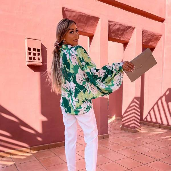 Nuova camicia casual ampia monopetto a maniche lunghe con risvolto e stampa alla moda da strada_voghion.com