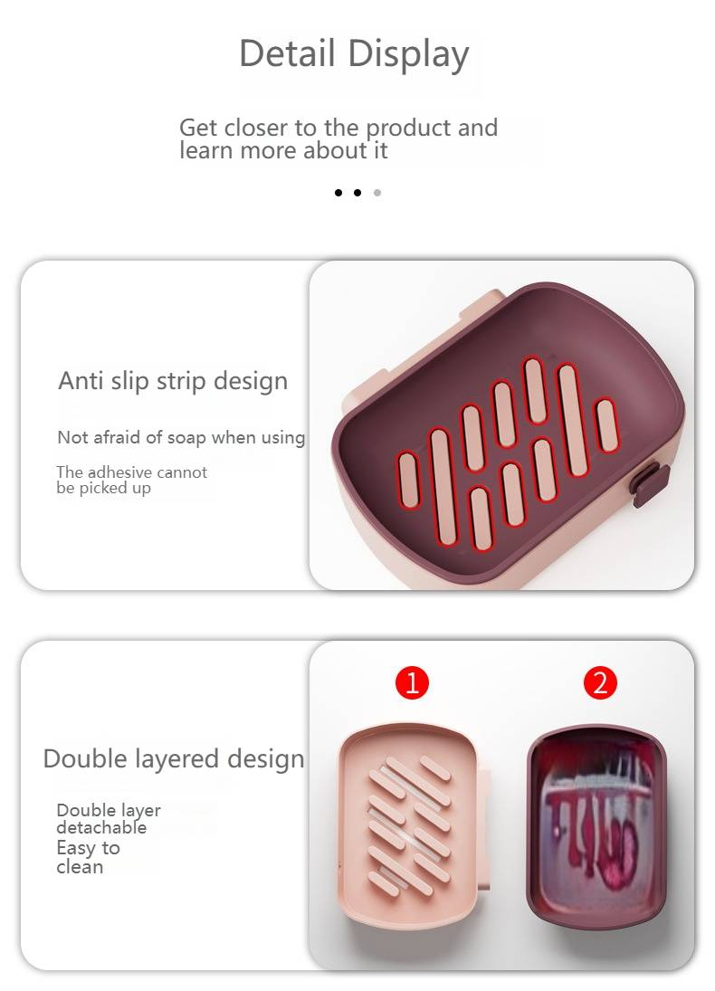 Portasapone da parete senza foratura, organizer per sapone da bagno con doppio scarico, mensola doccia creativa per casa, cucina e bagno._voghion.com