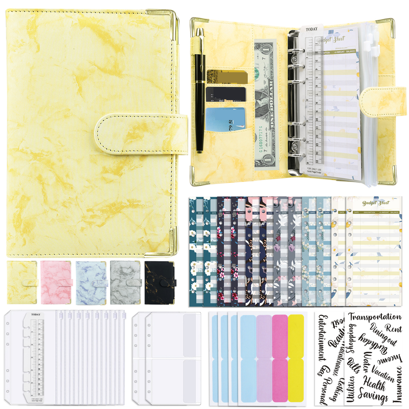 Navulbare notitieboeken Cash Budget Binder A6 Losbladig notitieboek PU-leer Financieel planner handboek_voghion.com