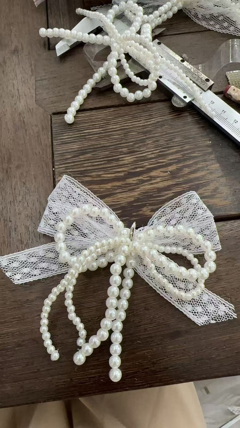 Elegant Pearl Bow Shoe Clips With Tassels & Rhinestones - Fashionable Korean-Style Shoe Accessories For Women_voghion.com