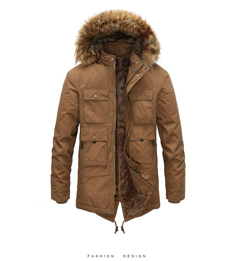 Abbigliamento da uomo Parka lungo da uomo con fodera in pile - Cappotto invernale con cappuccio staccabile (4 colori, L-4XL)_voghion.com