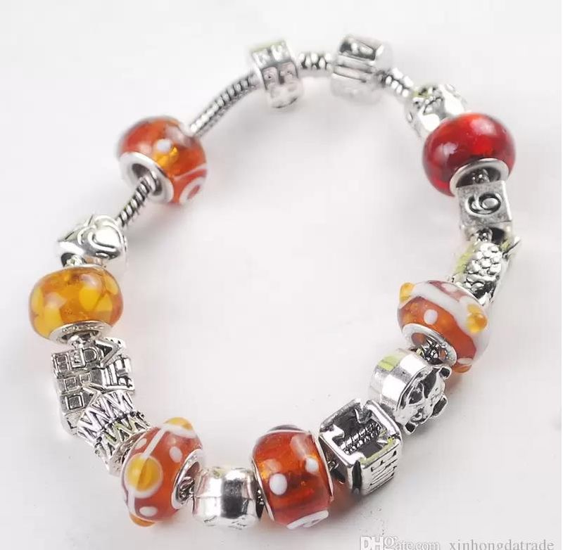 Fine Jewelry 925 Silver Women Love/Heart/Angle Gift Bracelets Crystal Bead Charm Bracelets_voghion.com
