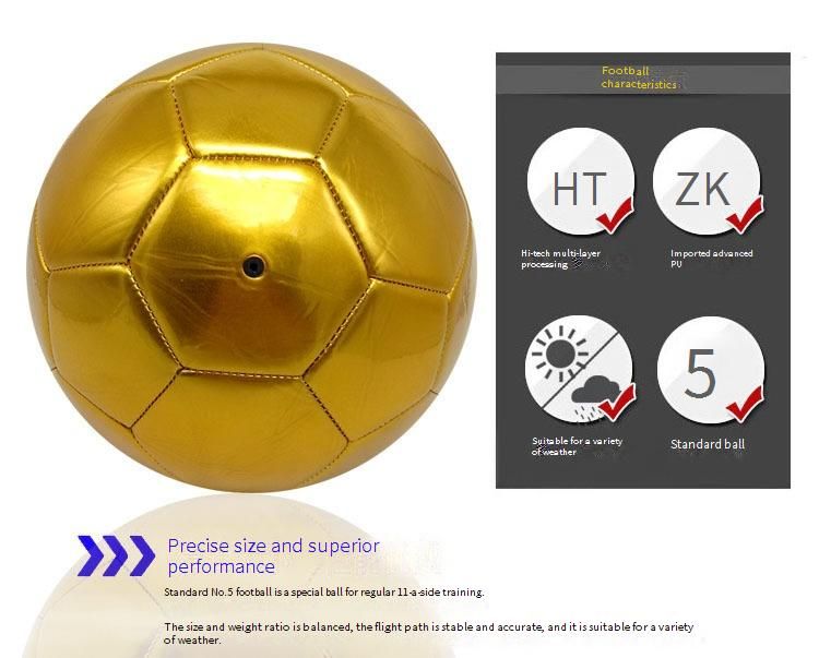 Balón de fútbol premium de 5 tamaños - Balón de fútbol de PVC de alta calidad cosido a máquina - Opciones doradas y plateadas - Sin logotipo - Pedidos al por mayor y personalizados disponibles_voghion.com