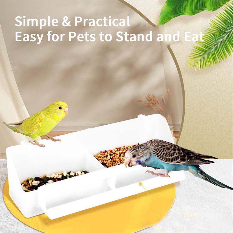 Robuster Vogelfutterspender aus PP mit zwei Fächern – perfekt für Papageien, Tauben und Nymphensittiche – leicht zu befüllende Futter- und Wassernäpfe für kleine Vögel_voghion.com