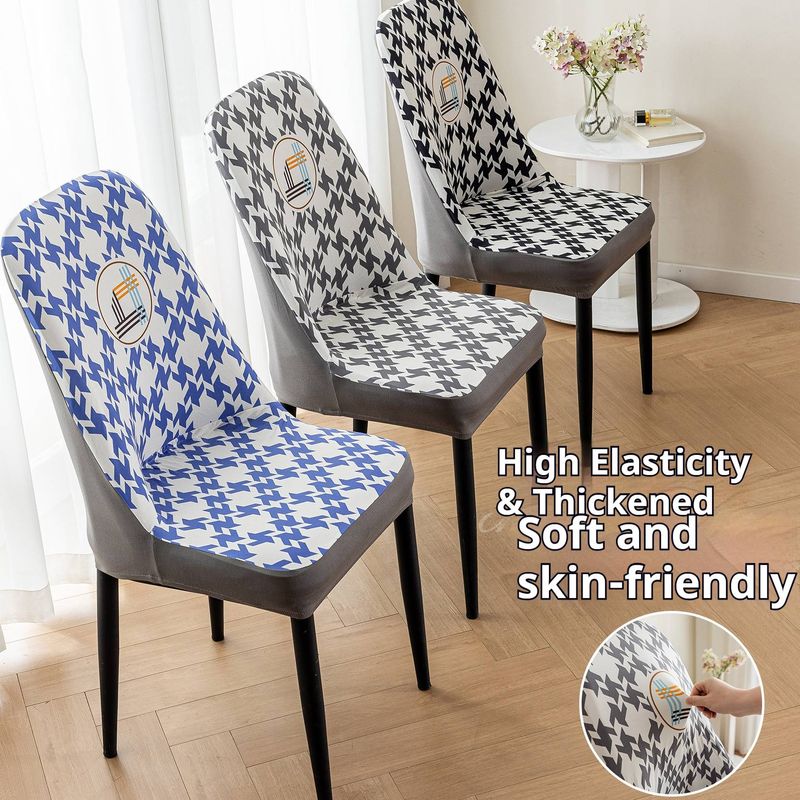 Coprisedie elasticizzati moderni – Coprisedie antiscivolo in poliestere con motivi geometrici, vestibilità universale per sedie curve e dalla forma unica_voghion.com