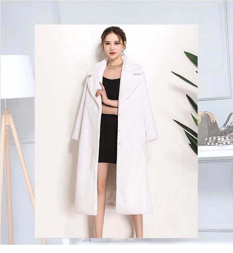 Damenmode-Anzugkragen-Langarmmantel aus Rex-Kaninchenfellimitat_voghion.com
