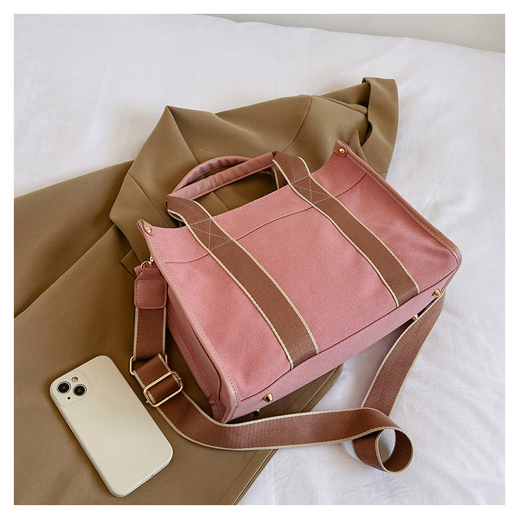 Japan and South Korea Foreign Trade Canvas Bag Women 2023 New Trendy Fashion handbag niche hit color commuting shoulder Messenger bag_voghion.com