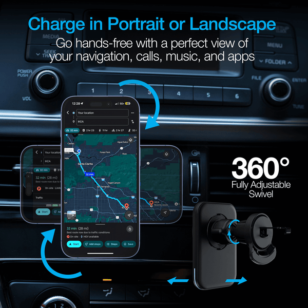 Naztech MagLock CAR 15W Magnetic Wireless Fast Charging Vent Mount With Qi2_voghion.com