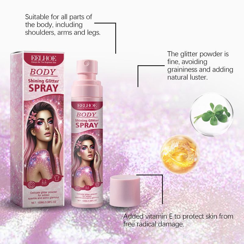 Bühnen-Make-up-Spray, aufhellender Glitzer für das Gesicht und das Schlüsselbein, natürliches, dreidimensionales, lang anhaltendes Highlight-Spray_voghion.com