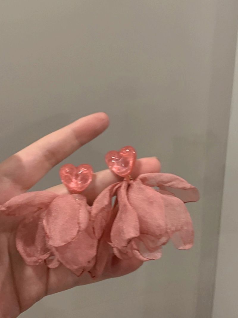 Orecchini a forma di farfalla in tessuto a rete con ago d'argento, fiore, super fata, dolce ragazza, cuore, festa, vento, Internet, rosso, stesso stile_voghion.com