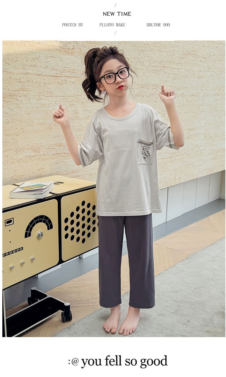 Pyjamas Kinder Sommer Klasse A Modal Kinderhaus Kleidung Anzug Kinder und Mädchen Pyjamas Damen Sommer_voghion.com
